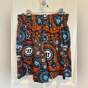 Warrior Men’s  Orange & Blue athletic pull on drawstring shorts